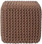 STRICK-POUF braun, Sitzw&uuml;rfel 35/35/35 cm