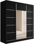 KLEIDERSCHRANK mit Spiegel V2-LINEA 215x200 cm Schwarz