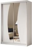 KLEIDERSCHRANK mit Spiegel-Schiebet&uuml;ren und Aluminium-Leisten, LED-Beleuchtung...