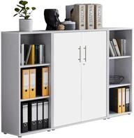 Aktenschrank Office Edition Sw Set 2 niedrig Grau/Wei&szlig;