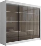 KLEIDERSCHRANK PEKA III mit LED - 250 cm - Wei&szlig;|Grau