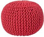 STRICK-POUF rot, 40/40/35 cm