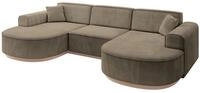 WOHNLANDSCHAFT MARI-U1-v1 - 303x171x83 cm Dunkelbraun Velours
