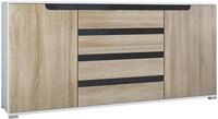 SIDEBOARD Sylt Eiche s&auml;gerau / Schwarz Hochglanz