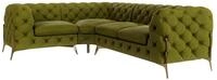 ECKSOFA Chesterfield Lexi Olive Samt, Ottomane links