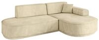 ECKSOFA Ottomane Rechts MARI-L1-v3 - 243x171x83 cm Beige Velours