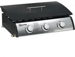 GASGRILL BBQ mit 3 Brennern, Edelstahl, Metall, Schwarz, 63 x 47 x 25 cm