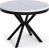 ESSTISCH Ross runder ausziehbarer, Wei&szlig; 90-170/90/76 cm