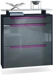 SCHUHSCHRANK Annie Grau Hochglanz / Brombeer Hochglanz