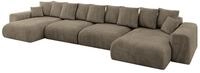 WOHNLANDSCHAFT mit Schlaffunktion ESKAR-U2-464x176x72cm Braun