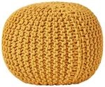 STRICK-POUF senfgelb, 40/40/35 cm