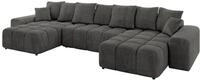 WOHNLANDSCHAFT ENIL-U 401x189x68 Dunkelgrau Velours