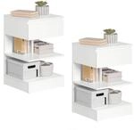 NACHTTISCH 2er Set, Beistelltisch Wei&szlig; 39x39x65 cm