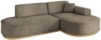 ECKSOFA Ottomane Rechts MARI-L1-v2 - 243x171x83 cm Dunkelbraun Velours