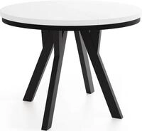 ESSTISCH Strato Black runder ausziehbarer, Wei&szlig; 100-140/100/77 cm