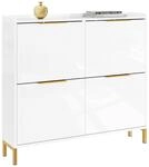 SCHUHSCHRANK mit 4 Klappen, Hochglanz Wei&szlig; 100x90x19cm