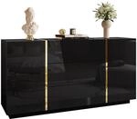 SIDEBOARD MIT SCHUBLADEN ONYX HOCHGLANZ 158 CM PUSH OPEN