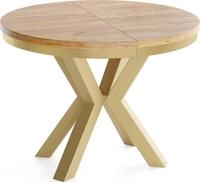 ESSTISCH Clara Gold runder ausziehbarer, Craft Eiche 100-180/100/76 cm