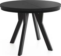 ESSTISCH Strato Black runder ausziehbarer, Schwarz 80-160/80/77 cm
