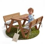 KINDERSITZGRUPPE PICKNICK for 4' Outdoor + teak mit Lehne und Bankkissen