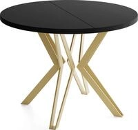 ESSTISCH Daisy runder ausziehbarer, Schwarz 100-180/100/76 cm