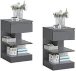 NACHTTISCH 2er Set, Beistelltisch Grau 39x39x65 cm