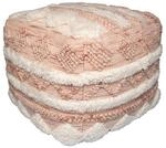 Pouf Bohist Creme, Rosa Makramee