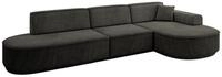 ECKSOFA Ottomane Rechts MARI-L2-v3 - 328x171x83 cm Schwarz Velours