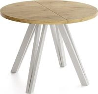 ESSTISCH Ravero runder ausziehbarer, Eiche Hell Braun 100-140/100/77 cm