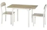 ESSGRUPPE, MDF, Stahl, Natur+Wei&szlig;