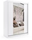 KLEIDERSCHRANK mit Spiegel-Schiebet&uuml;ren und Aluminium-Leisten - LUZO - 150 cm...