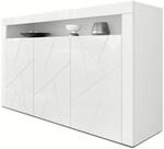 SIDEBOARD Valencia Fronten in Wei&szlig; Hochglanz Element mit 3D Struktur