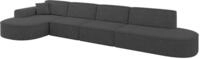 ECKSOFA Ottomane Links MARI-L3 - 413x171x79 cm Dunkelgrau Velours