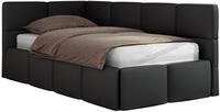 JUGENDBETT ARVO 90/200 - Schwarz Kunstleder - Pocket-Matratze - Links Seite
