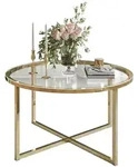 COUCHTISCH CIRI-X mit Glasplatte und goldener Basis