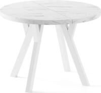 ESSTISCH Twixy XXL gro&szlig; rund oval ausziehbar, Marmor Wei&szlig; 100-300/100/76 cm
