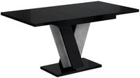 ESSTISCH ausziehbar 120 -160x90x75 cm - Hochglanz Schwarz/Betonoptik - INEY