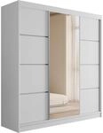 KLEIDERSCHRANK mit Spiegel V2-LOFTIA 215x200 cm Wei&szlig;