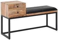 Hockerbank ca. 100x60x35 cm Holz, Leder