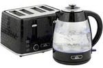 WASSERKOCHER-TOASTER SET aus Kunststoff Edelstahl Schwarz