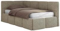 JUGENDBETT ARVO 90/200 - Dunkelbeige Strukture - Multipocket-Matratze - Links...