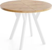 ESSTISCH Vero Wei&szlig; rund ausziehbar verl&auml;ngerbar, Eiche Braun 100-300/100/77 cm