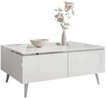 COUCHTISCH AURORA SILVER mit Stauraum und schr&auml;gen Beinen