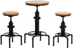 BARTISCH-SET rund Hellbraun 3er-Set