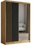 SCHWEBET&Uuml;RENSCHRANK NELVIA 150/216/61 cm 2-t&uuml;rig mit Spiegel Eiche Artisan