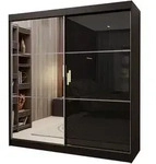 SCHWEBET&Uuml;RENSCHRANK VITALE 200/216/61 cm 2-t&uuml;rig mit Spiegel Schwarz