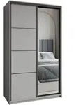 SCHWEBET&Uuml;RENSCHRANK VARO 120/205/60 cm 2-t&uuml;rig mit Spiegel Graphitfarben