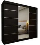 SCHWEBET&Uuml;RENSCHRANK MIRELLA 240/216/61 cm 3-t&uuml;rig mit Spiegel Schwarz