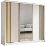 SCHWEBET&Uuml;RENSCHRANK NELVIA 240/216/61 cm 3-t&uuml;rig mit Spiegel Wei&szlig;