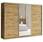 SCHWEBET&Uuml;RENSCHRANK PINA 250/205/58 cm 3-t&uuml;rig mit Spiegel und Schubladen...